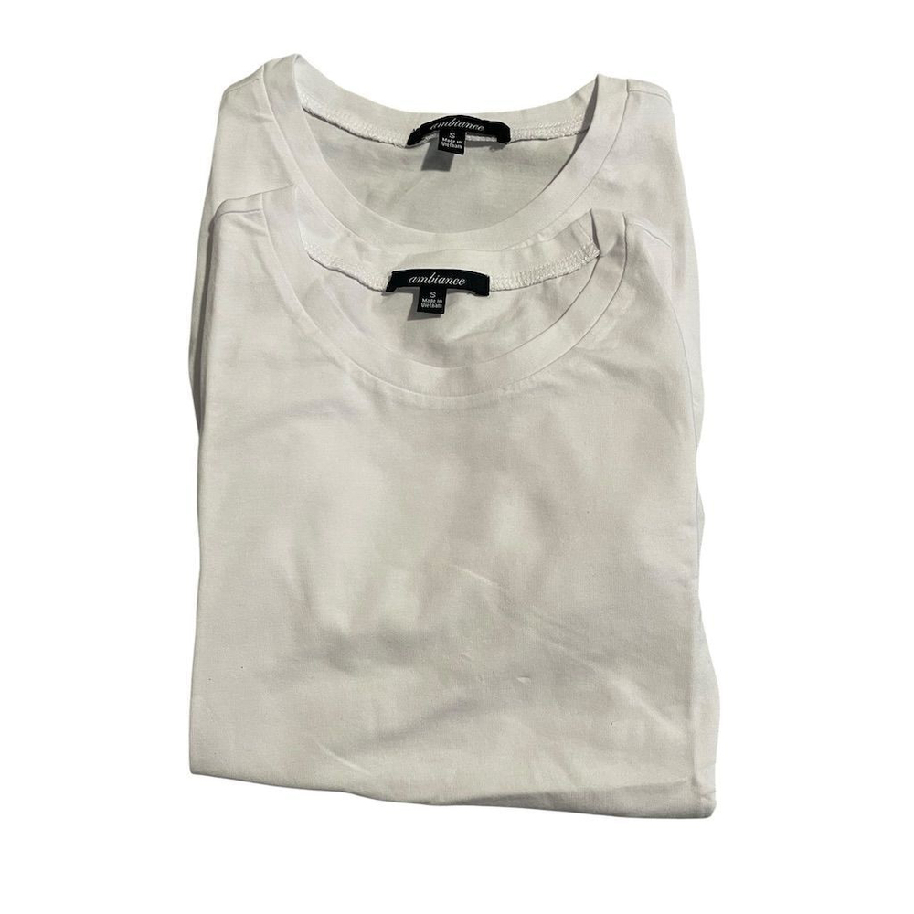Ambiance T-Shirts 2 Pack Womens Size S White Crew Neck Short Sleeve Summer NEW